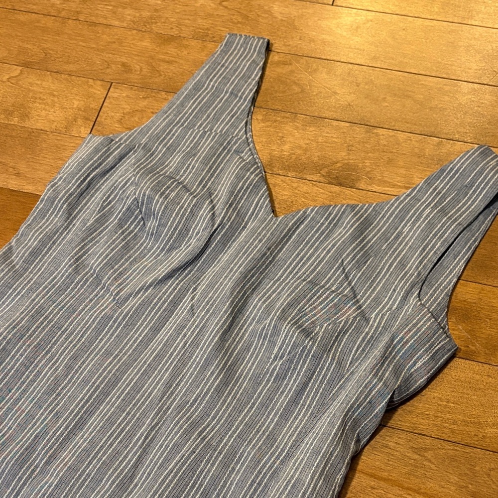 Vintage Blue and White Striped Midi Dress - Picture 3 of 10